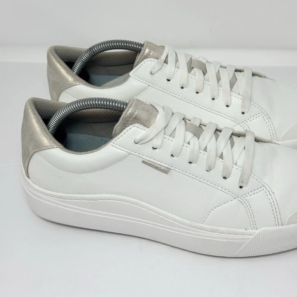 Dr Scholl's Women's Time Off Sneaker Size 9.5M White Gold Faux Leather - Picture 2 of 13